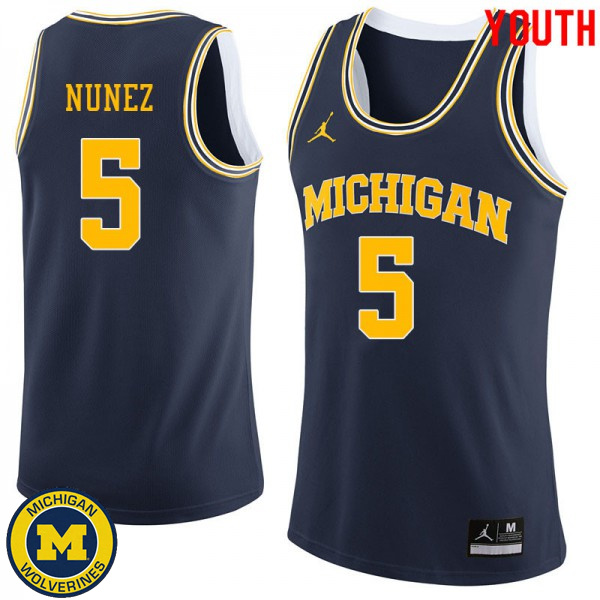 Youth Michigan Wolverines #5 Adrien Nunez Navy Jordan Brand University Basketball Jersey